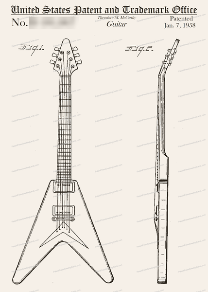 CARD-001: Flying V Guitar - Patent Press™