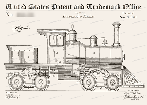 CARD-021: Locomotive (1891) - Patent Press™