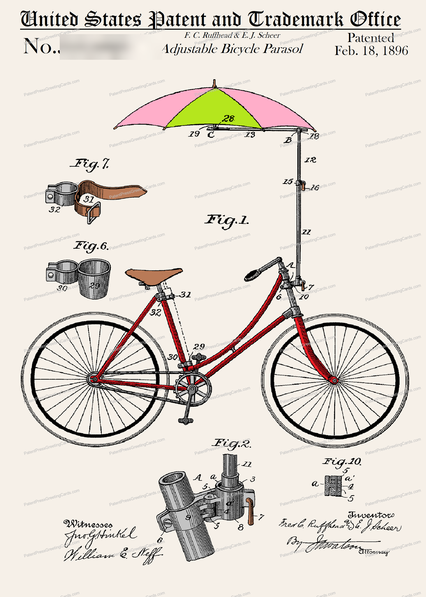 CARD-C906: Bicycle Parasol - Patent Press™