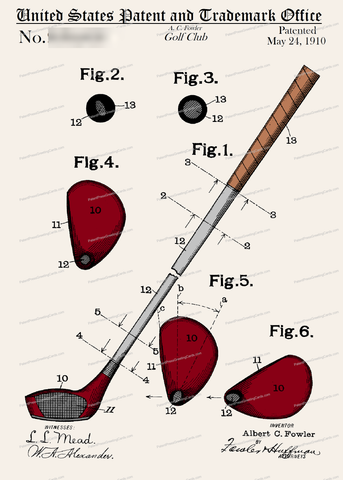 CARD-C911: Golf Club 1910 - Patent Press™