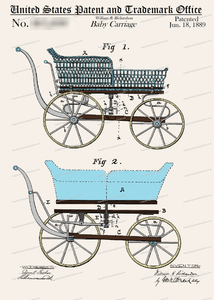 CARD-C960: Baby Carriage (BLUE) - Patent Press™