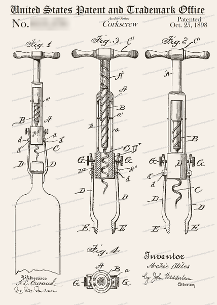 CARD-035: Corkscrew (1898) - Patent Press™