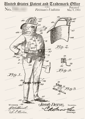 CARD-055: Fireman's Uniform - Patent Press™