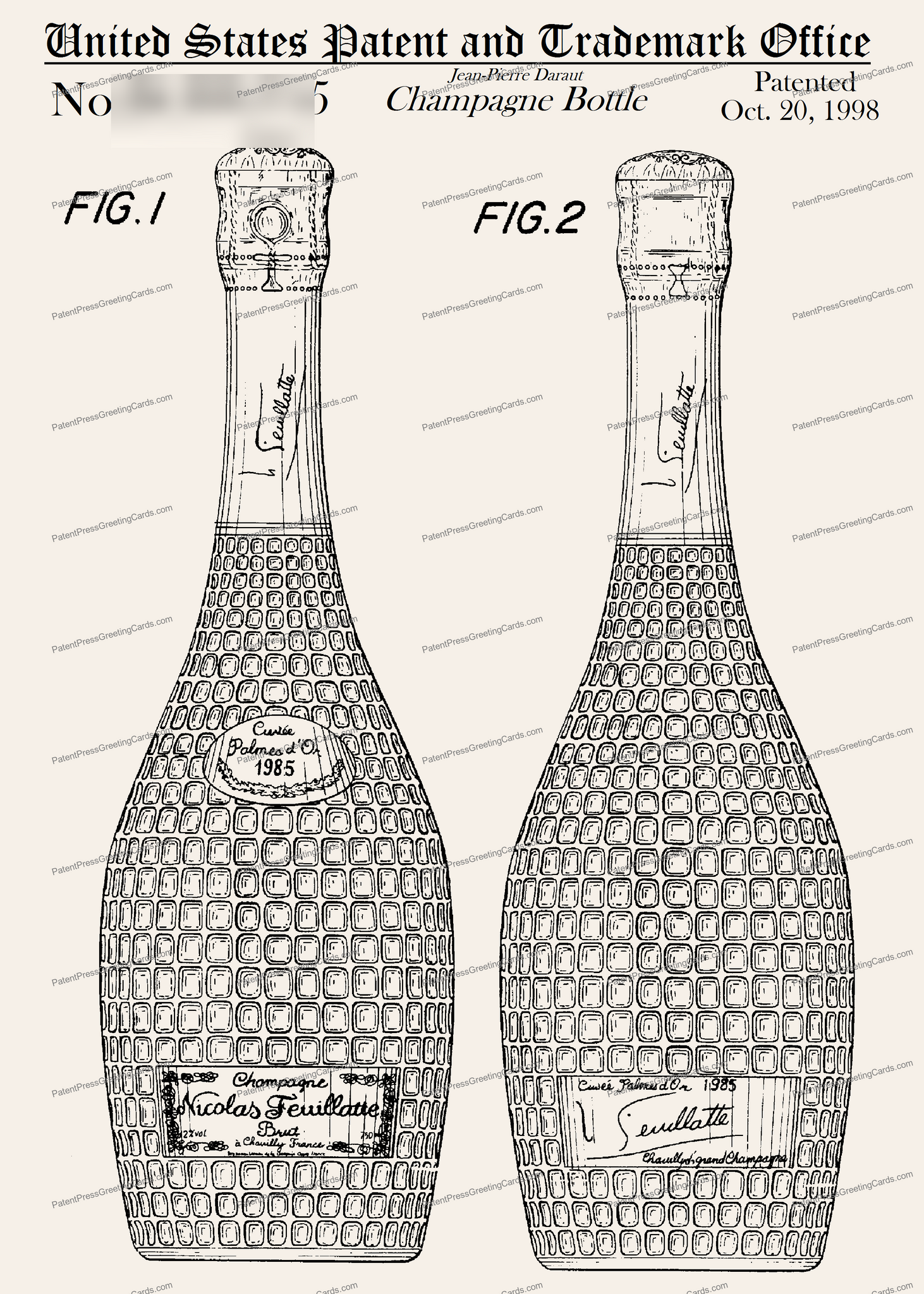 CARD-115: Champagne Bottle 1998 - Patent Press™