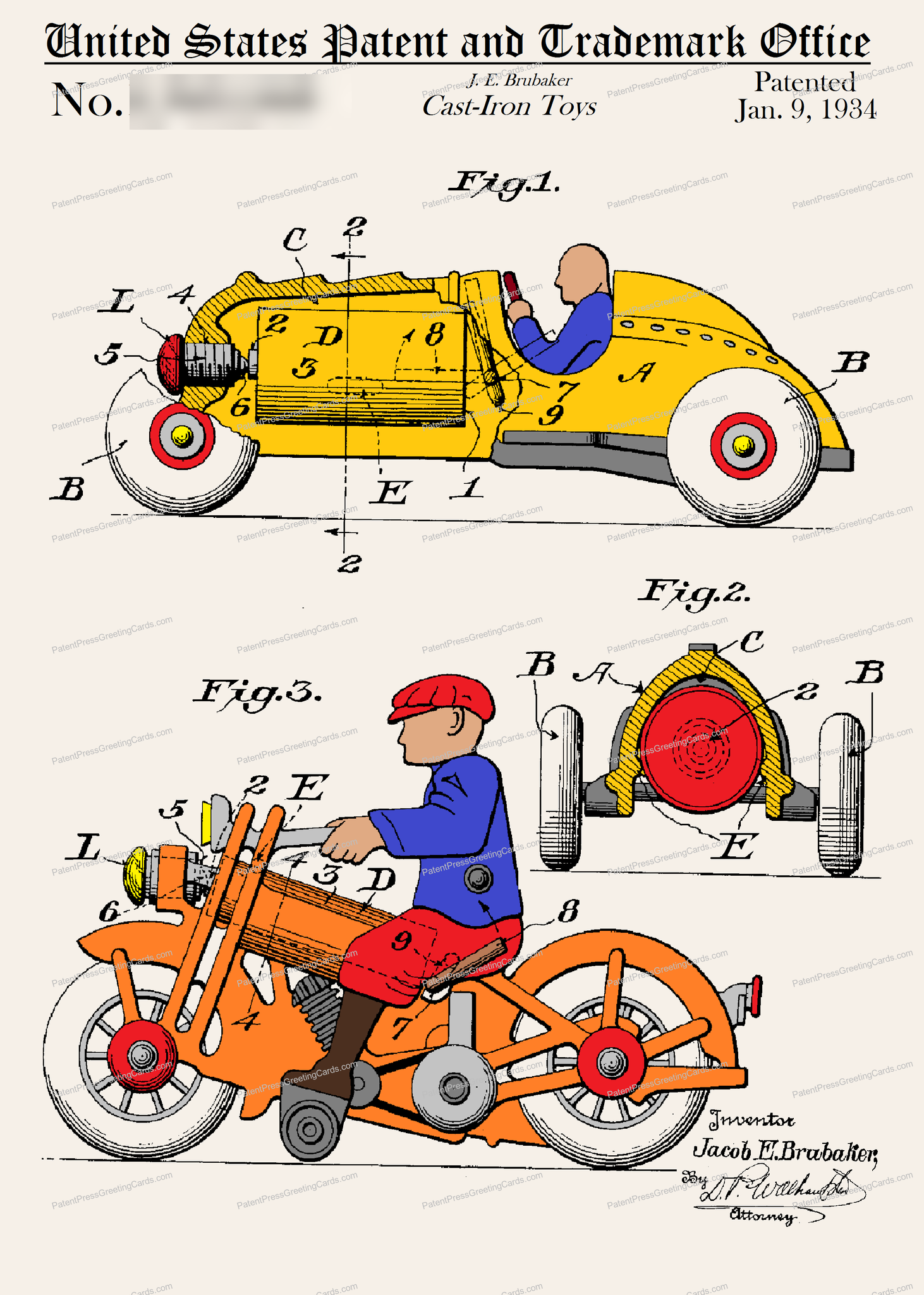 CARD-C908: Cast Iron Toys - Patent Press™