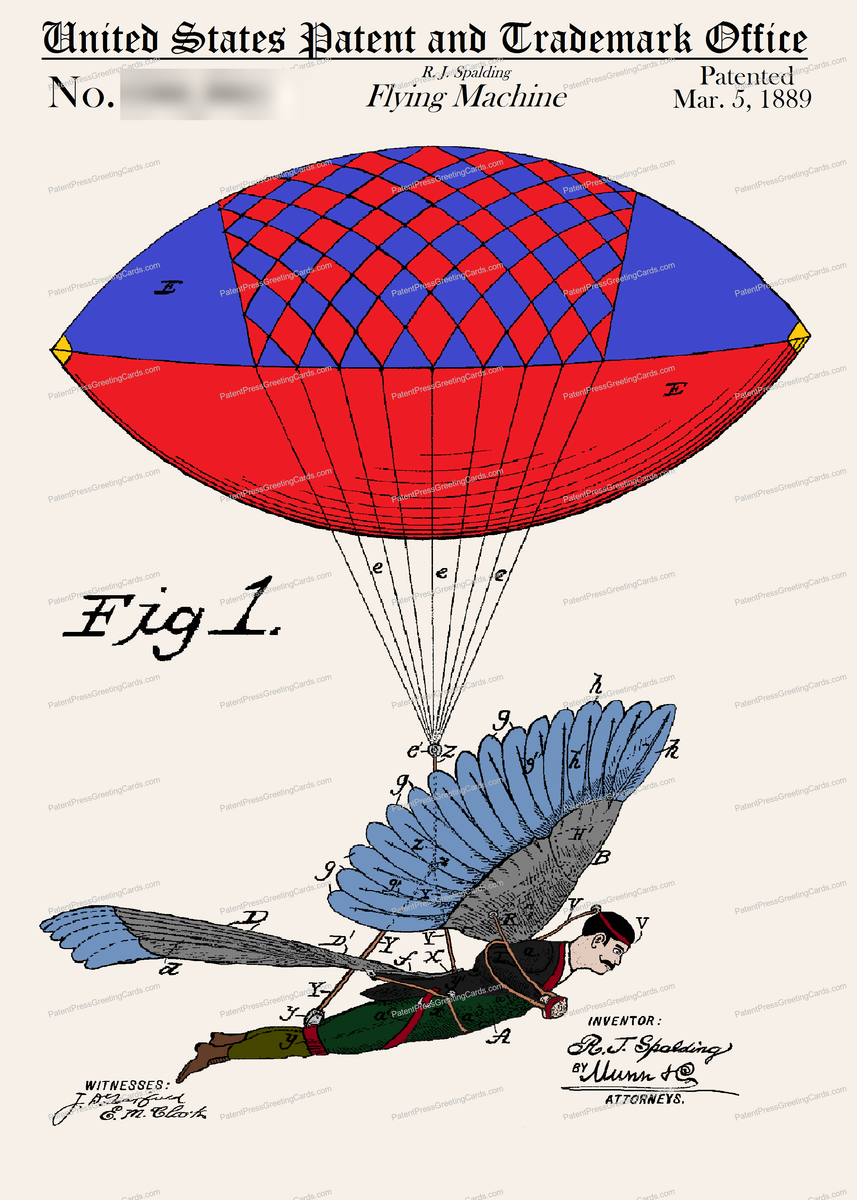 Flying Machine Patent Greeting Card – Patent Press™