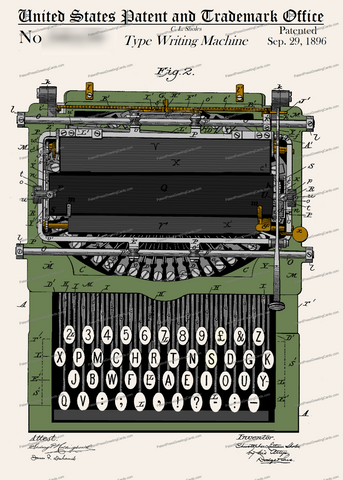 CARD-C964: Type Writer - Patent Press™